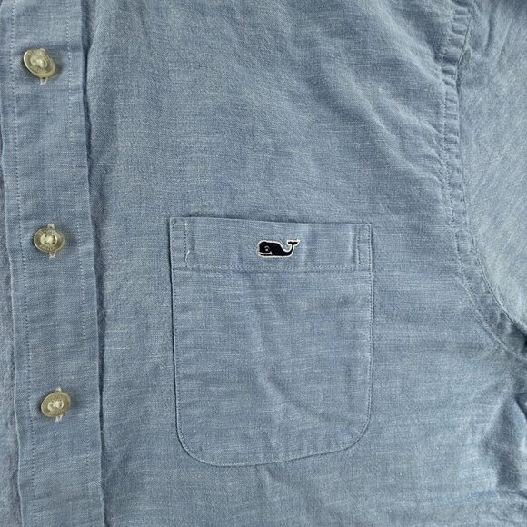 Vineyard Vines Short Sleeve Classic Fit Tucker Button-Down Medium Cotton Blue - Picture 7 of 11